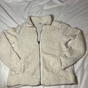 Teddy Sherpa Cream Full Zip Jacket size medium